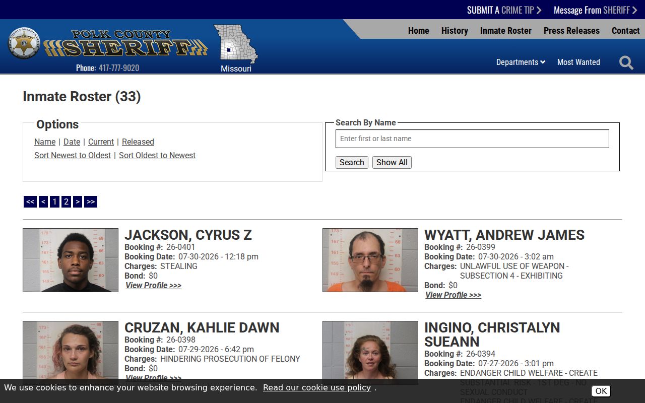 Fair Play criminal records search through the Polk County inmate roster