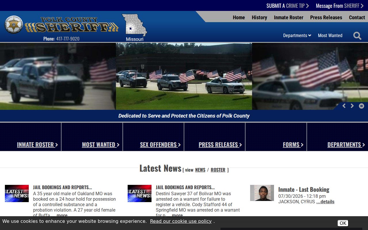 Polk County criminal history channels on the sheriff services page