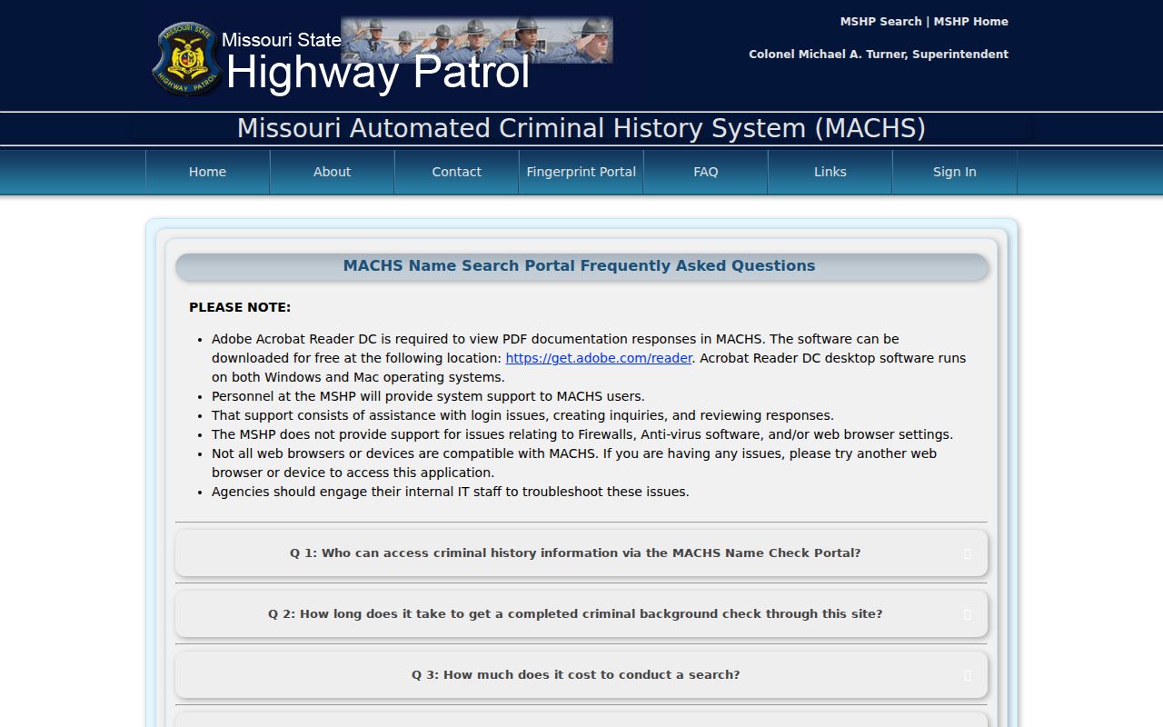 Polk County criminal record name search fees and limits in MACHS