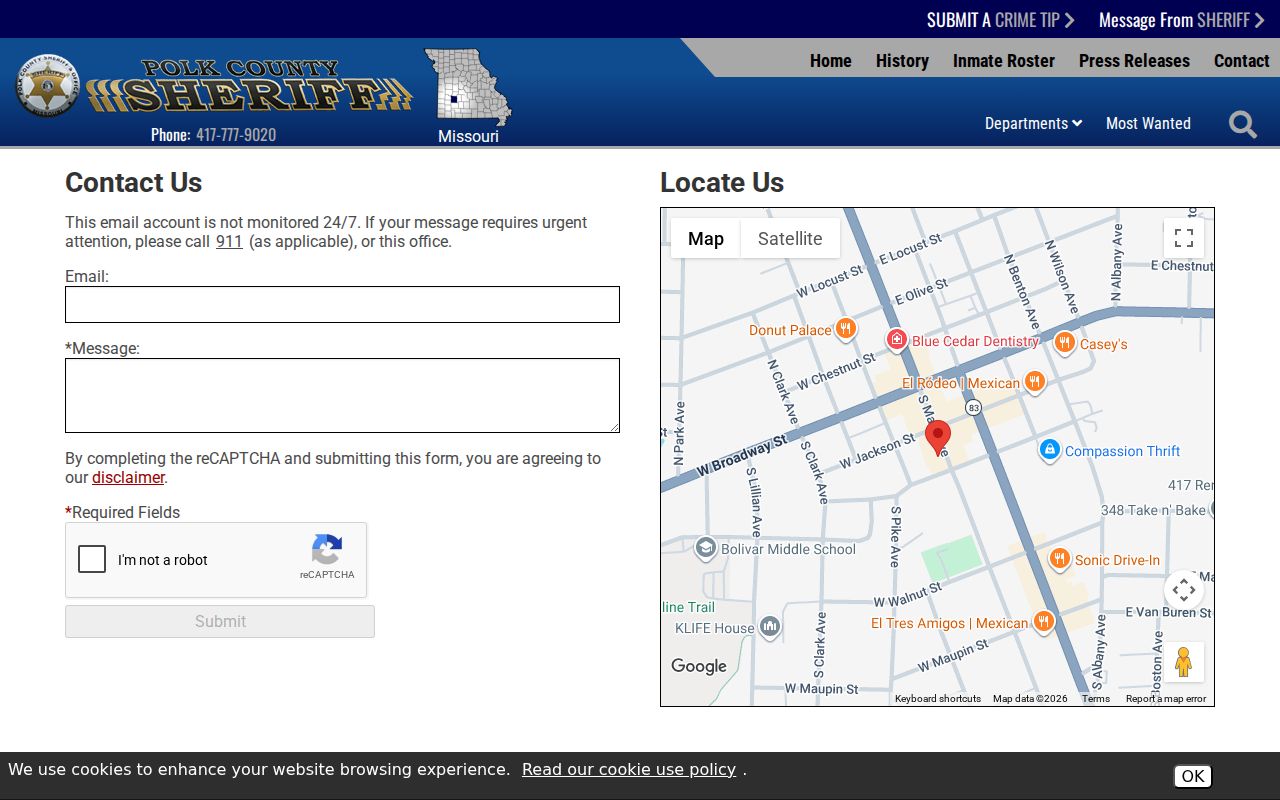 Polk County arrest lookup through sheriff and jail contacts